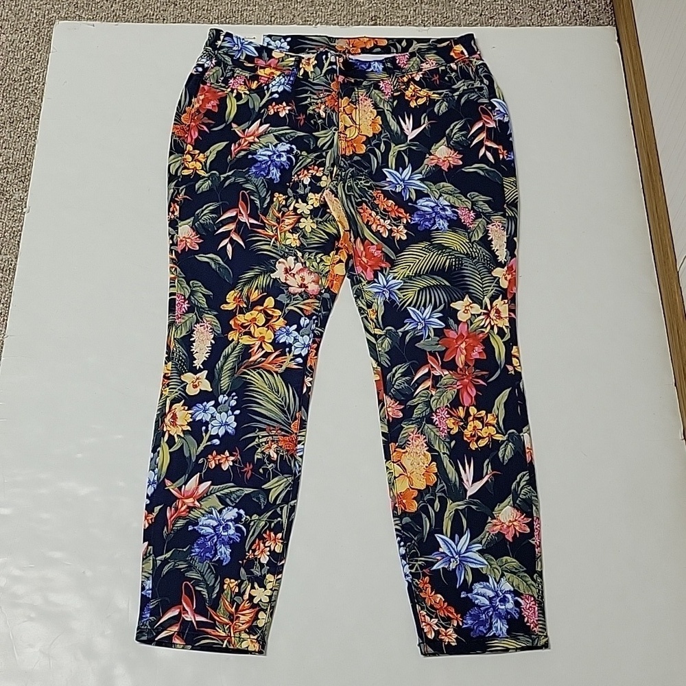 Tommy Bahama skinny ankle floral jeans women's sz 32 new coastal colorful